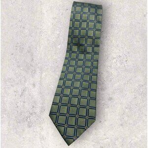 NEW JOS. A. BANK Silk Tie Green Blue Geometric W:3.6"